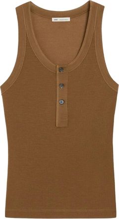 Ami buttoned placket tank top - Brown