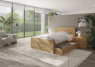HOME AFFAIRE Massivholzbett »Vouillé ausgestattet mit einem Bettschubkasten« wahlweise in Kernbuche oder Wildeiche erhältlich