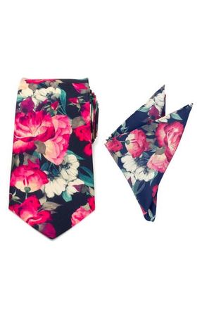 Cufflinks Inc. Floral Silk Tie & Pocket Square in Navy at Nordstrom