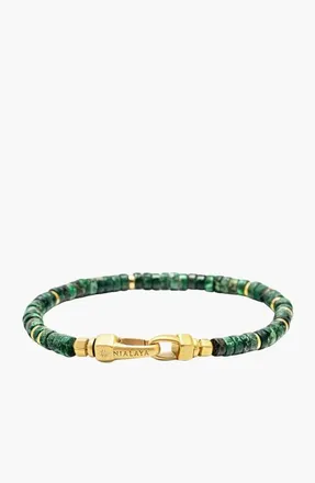 Nialaya Malachite Heishi Bracelet in Dark Green Malachite at Nordstrom, Size X-Large