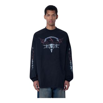 VETEMENTS Long Sleeve Tops, male, Black, Size: XL Graphic Long Sleeve T-Shirt
