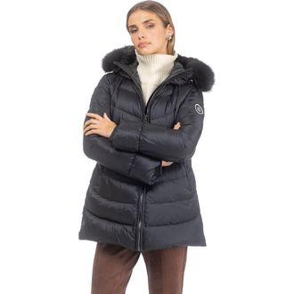 Gorski Apres-Ski Jacket With Detachable Hood Trim in Black/black at Nordstrom, Size X-Small