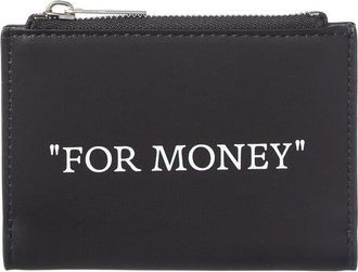 Off-white Quote Bifold Leather Zipped Card Case