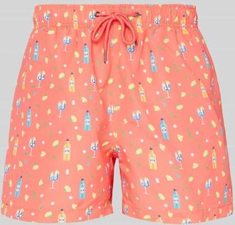 Mc Neal Relaxed Fit Badeshorts mit Leistentaschen in Hellrot, Gr&ouml;&szlig;e XL