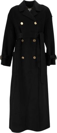 Elisabetta Franchi Dubbele-breasted jas met riem - Dames - Mantel - Zwart - XS - Leer - Jassen