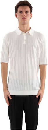 Eleventy Geribbelde katoenen polo shirt - Heren - Polos - Wit - 2XL - Katoen - Tops