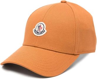 Moncler Cappello in cotone con applicazioni logo - Marrone