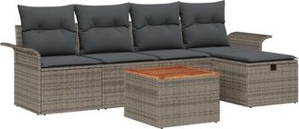 vidaXL Vidaxl - Garden Sofa Set with Cushion 6 pcs Grey Poly rattan