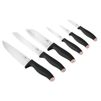 Berlinger Haus Juego cuchillos 6 pzas Acero inox. negro-rosa 20/17,5/12,5/9 cm