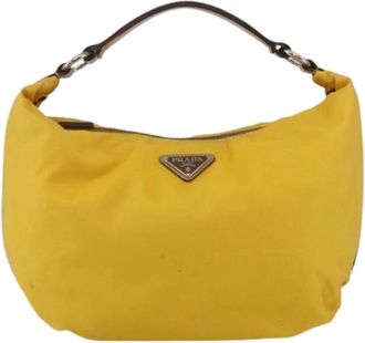 Prada Pre-owned Shoulder Bags, female, Yellow, Size: ONE SIZE Pre-owned Vintage Nylon Shoulder Bag
