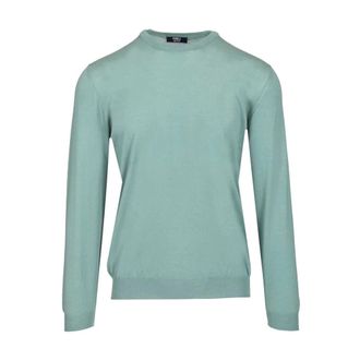 Fedeli Crew-neck Jumper - male - Fedeli - Round-neck Knitwear - Blue - 2XL - Knitwear