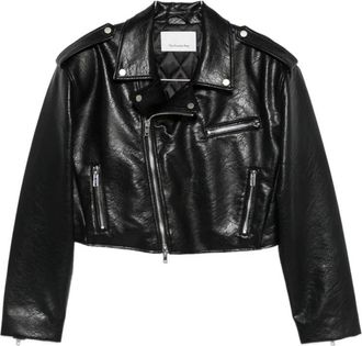Frankie Shop Jassen, Dames, Zwart, S, Leather Jassen