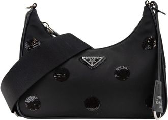 Prada Re-Edition 2005 Schoudertas - Dames - Tassen - Zwart - Maat: ONE Size Zijde