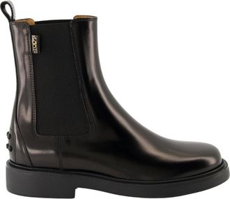 Tod's Schoenen, Dames, Zwart, 37 EU, Leer, Zwarte leren enkellaarzen