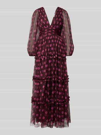 Lace & Beads Maxikleid mit tiefem V-Ausschnitt in Purple, Gr&ouml;&szlig;e XXL