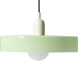 Beliani L&aacute;mpara Colgante De Vidrio Con Pantalla Circular Luminaria Moderna Verde Menta Paala