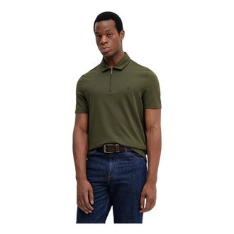 Michael Kors Polo Shirt Zip-Up in Misto Cotone Piqu&eacute; - - Tops - Uomo - Verde - S