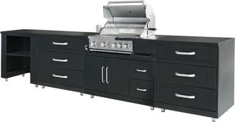 Oviala Oviala - Cucina da esterno in acciaio a 4 elementi con barbecue