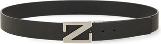 Ermenegildo Zegna Reversible Monogram Buckle Cow Leather Belt
