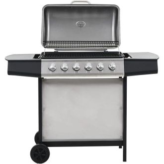 vidaXL vidaXL Barbecue Griglia a Gas 6 Fornelli Acciaio Inossidabile Argento