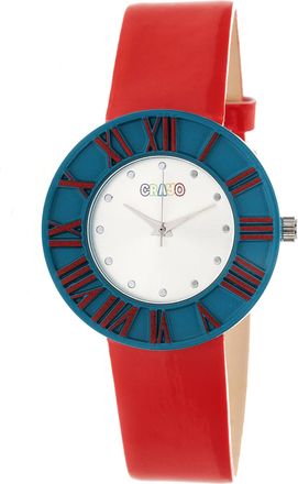 Crayo Prestige Silver Dial Red Polyurethane Watch CRACR3107
