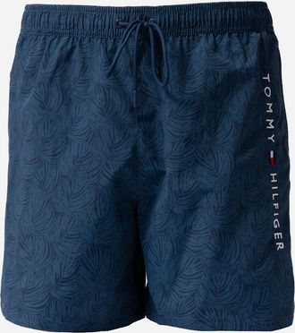 Tommy Hilfiger Mens Tommy Hilfiger Print Mens Drawstring Swimming Shorts - Palm Leaf Aegean Sea - Navy - Size: 33/32/32