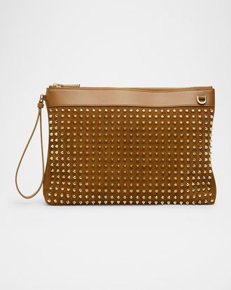 Christian Louboutin Funky Spike Pouch Bag in Suede