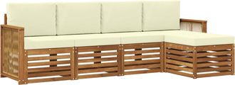 vidaXL Conjunto De Sof&aacute;s De Exterior 5 Uds. Natural Y Crema Vidaxl
