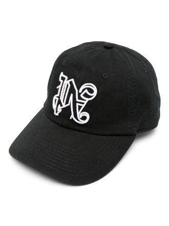 Palm Angels monogram-appliqué baseball cap - unisex - Cotton/Cotton - One Size - Black