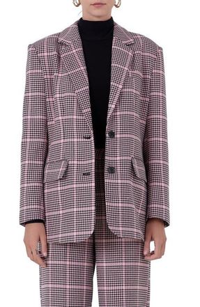 endless rose Houndstooth Check Blazer in Pink Multi at Nordstrom, Size X-Small