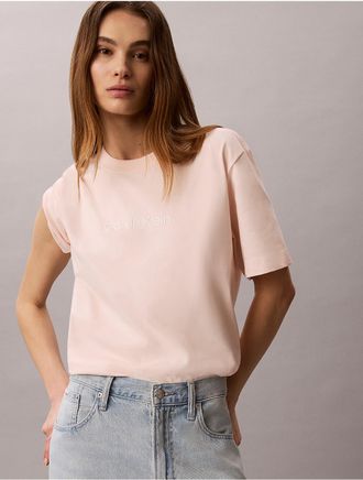 Calvin Klein Jeans Calvin Klein Womens Standard Logo Relaxed T-Shirt - Pink - XS