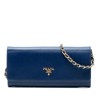 Prada Pre-owned Prada Saffiano Wallet On Chain Ladies BQZGIBQ9PNDD2320