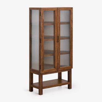 Sklum Vitrina En Madera De Mango Y Vidrio Anamuia Sklum