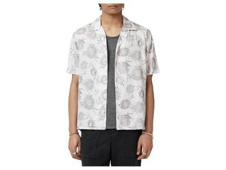 John Varvatos Dan Camp Collar Shirt In Thorn Print W792F25 Mens Clothing White : 2XL, Modal