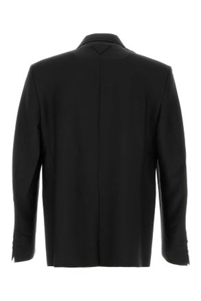Prada Mens Black Mohair Blend Blazer Nero Giacche E Gilet