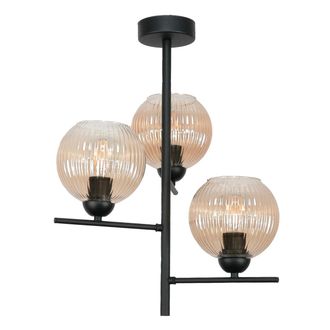 OEM L&aacute;mpara De Techo Colgante Cl&aacute;sica Negra Con Pantalla De Cristal &Aacute;mbar 15-448 Pablo