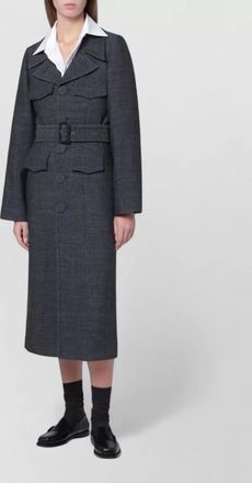 Namacheko long coat belted waist back vent