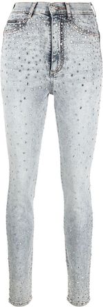Philipp Plein rhinestone-embellished skinny jeans - women - Cotton/Elastane/Polyester - 29 - Blue