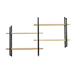 Miliboo Estanter&iacute;a De Pared De Madera Maciza De Mango Y Metal Negro 122 Cm Akina