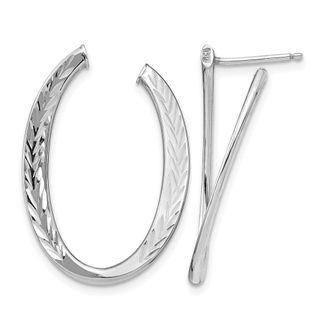 Diamond2Deal 14K White Gold Polished Diamond Cut Hoop Earrings