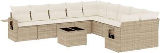 vidaXL Set De Sof&aacute;s De Jard&iacute;n 11pzas Con Cojines Rat&aacute;n Sint&eacute;tico Beige Vidaxl