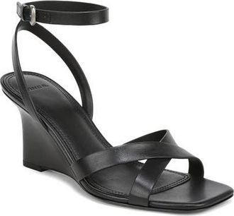 Vince Parma Ankle Strap Wedge Sandal in Black at Nordstrom, Size 5.5