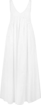 P.A.R.O.S.H. Popeline maxi-jurk - Wit