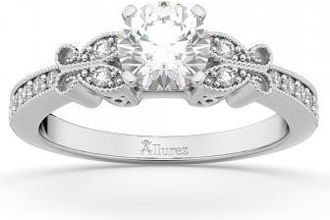 Allurez Butterfly Diamond Engagement Ring Setting 14k White Gold (0.20ct)