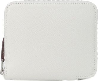 Herm&egrave;s Ruby White Epsom Leather Silk Wallet (Bi-Fold) (Pre-Owned)