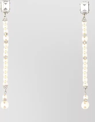 Alessandra Rich metal drop earrings pearl crystal detailing