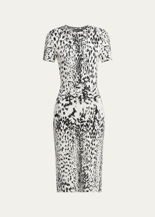 Tom Ford Lynx Jacquard Compact Knit Short-Sleeve Midi Dress