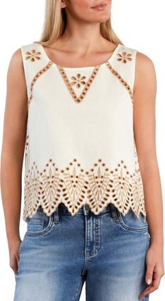 Wash Lab Denim Alison Embroidered Eyelet Top in Bright White at Nordstrom, Size X-Small