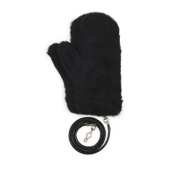 Max Mara Gloves, female, Black, Size: M/L Luxury Black Alpaca Wool Blend Gloves