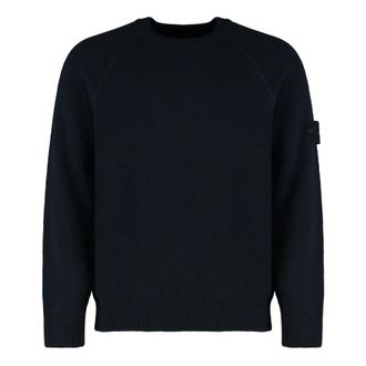 Stone Island Cashmere Knitwear, male, Blue, Size: XL Crewneck Sweater